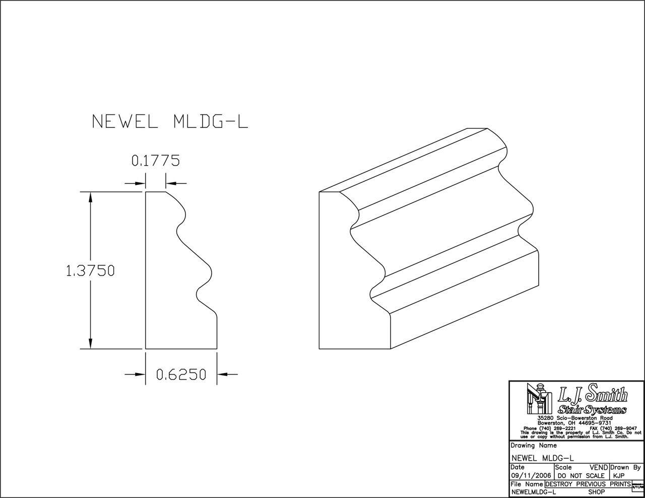 Newel MLDG-L — Bottom Moulding 6' piece to Match LJXX-4091 Box Newels - StairPartsNow.com