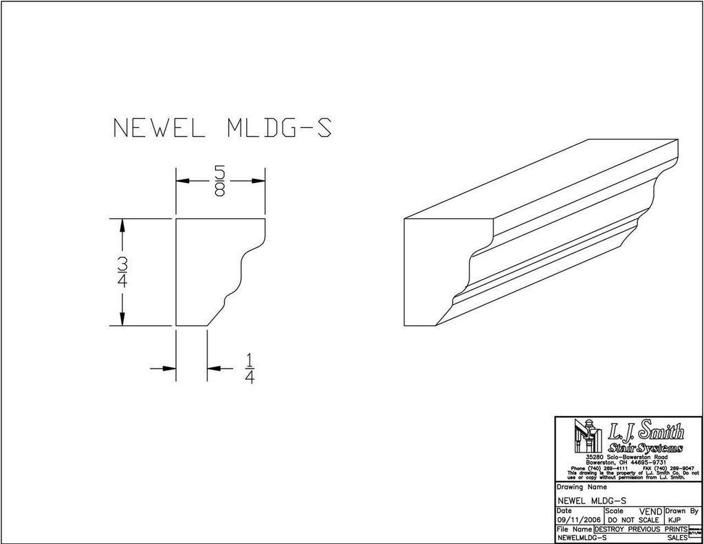 Newel MLDG-S — Middle Moulding 6' piece to Match LJXX-4091 Box Newels - StairPartsNow.com