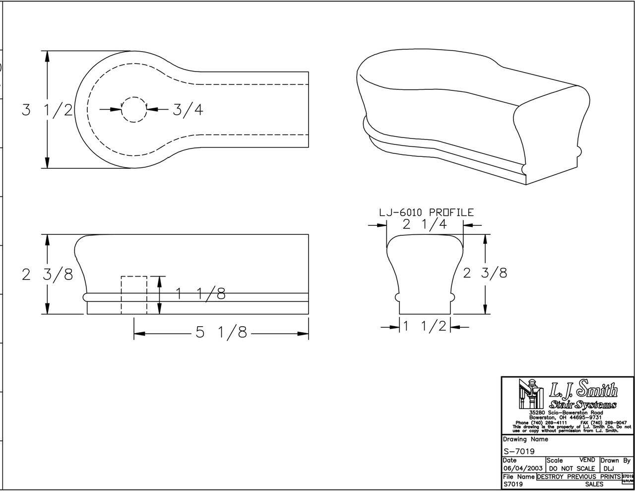 S-XX19 - Opening Cap Handrail Fitting