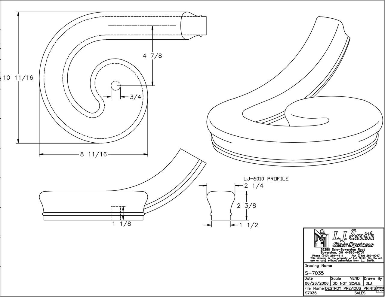 S-XX35 - Right-Hand Volute Handrail Fitting