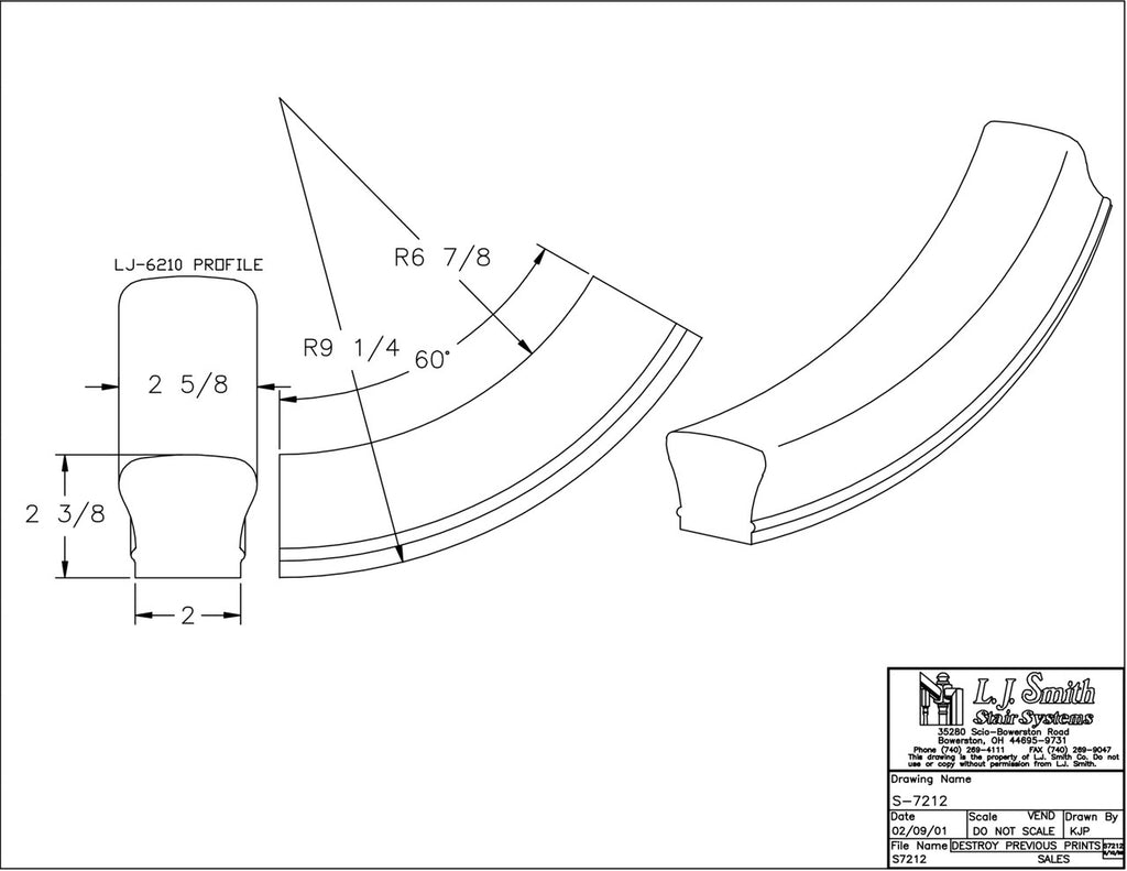 S-XX12 - 60 Degree Up Easing Handrail Fitting