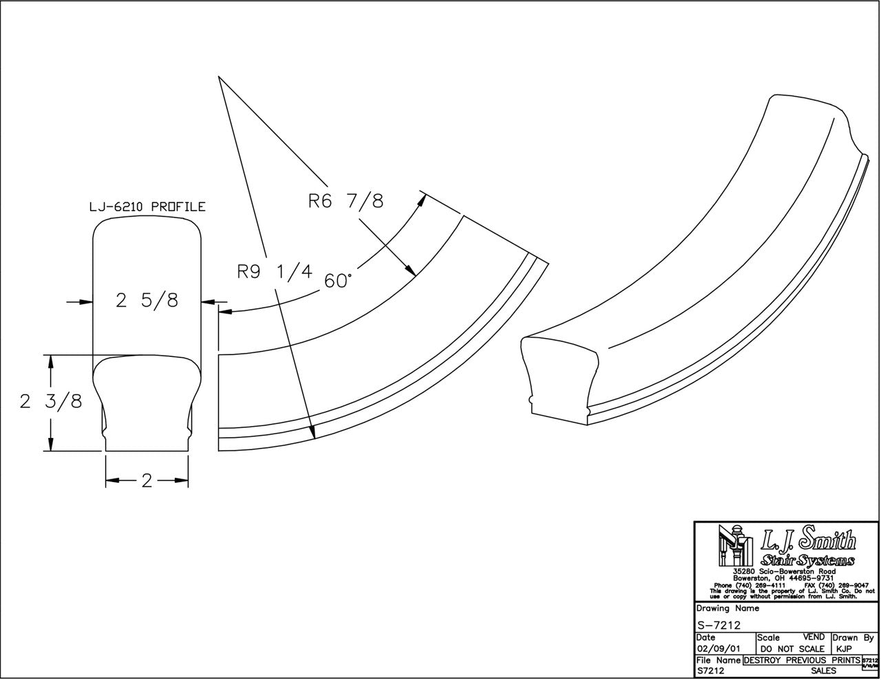 S-XX12 - 60 Degree Up Easing Handrail Fitting