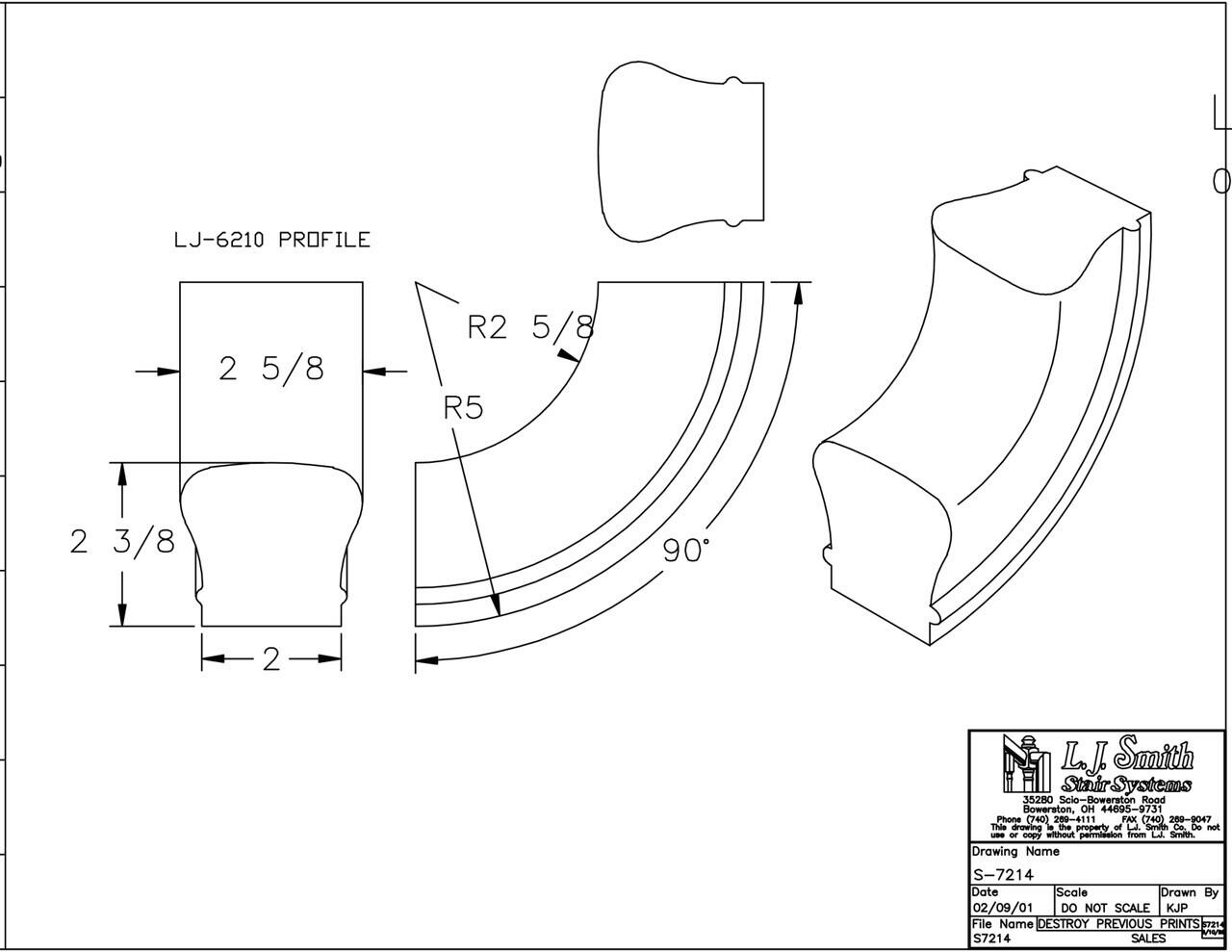 S-XX14 - 90 Degree Up Easing Handrail Fitting