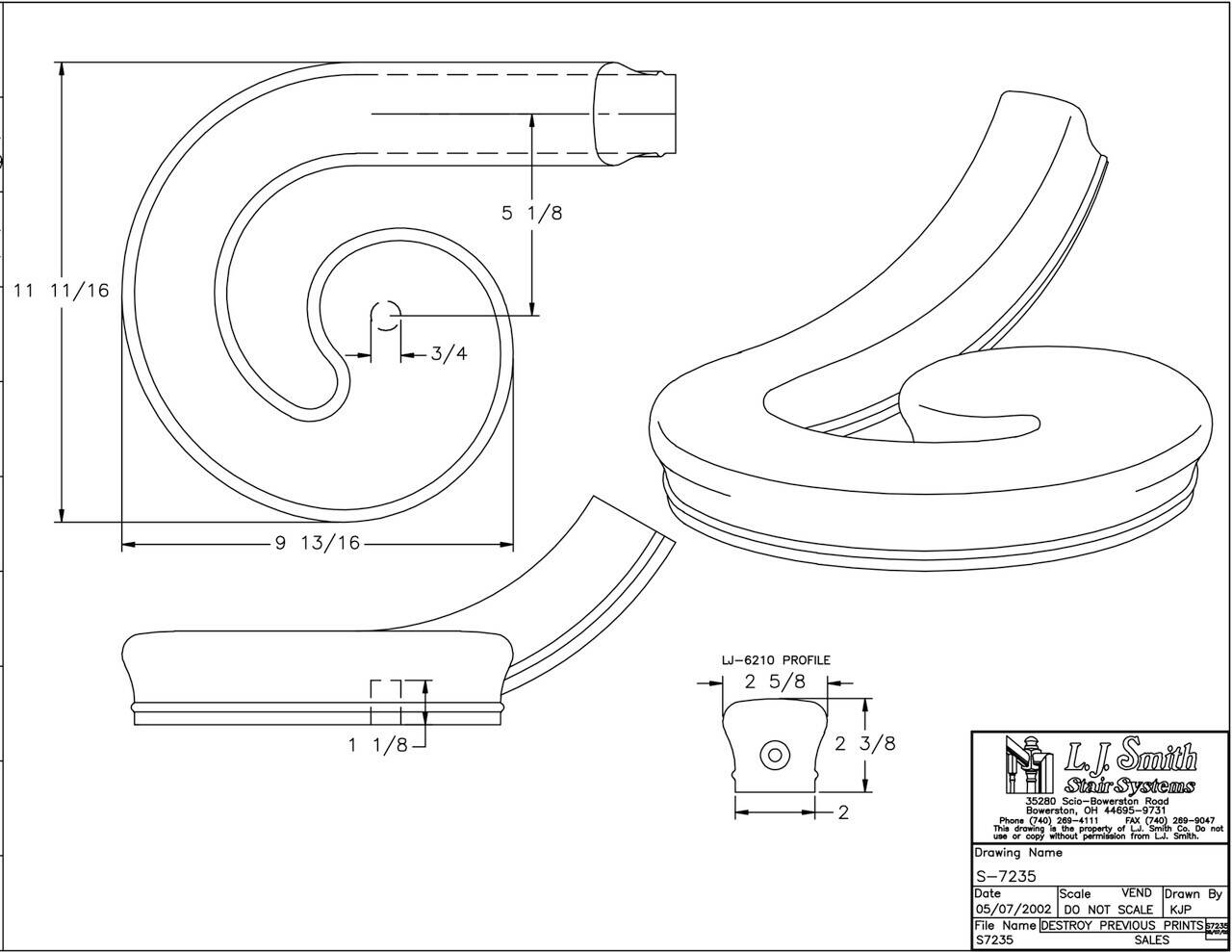 S-XX35 - Right-Hand Volute Handrail Fitting