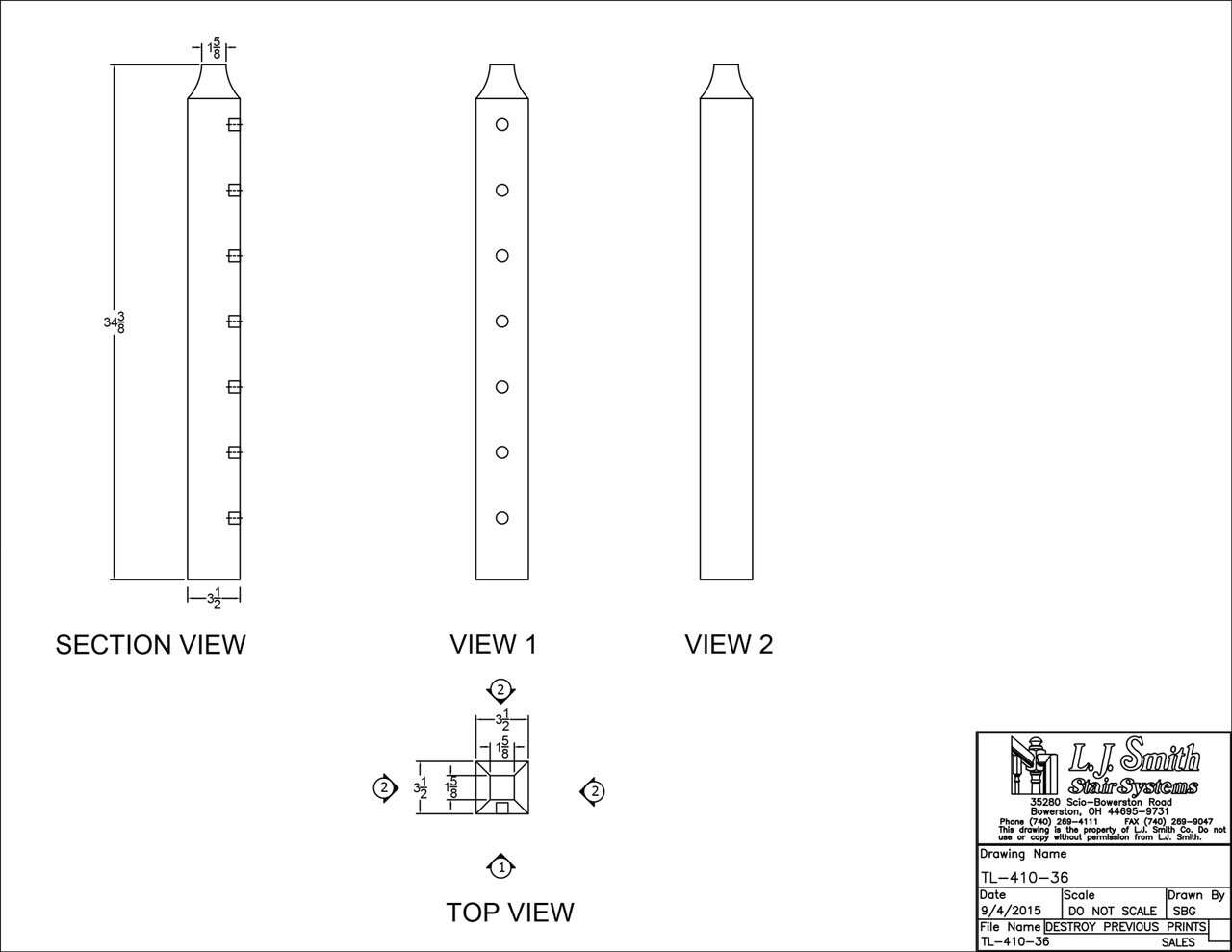 Tube System - Wood Newel - Level Start/Stop - TL-410-XX - StairPartsNow.com