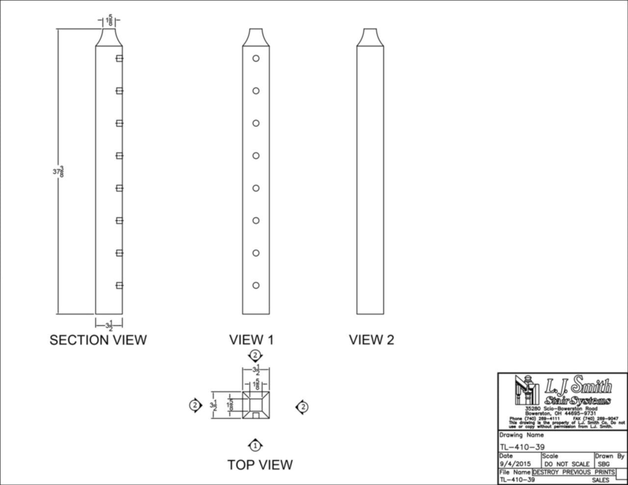 Tube System - Wood Newel - Level Start/Stop - TL-410-XX - StairPartsNow.com