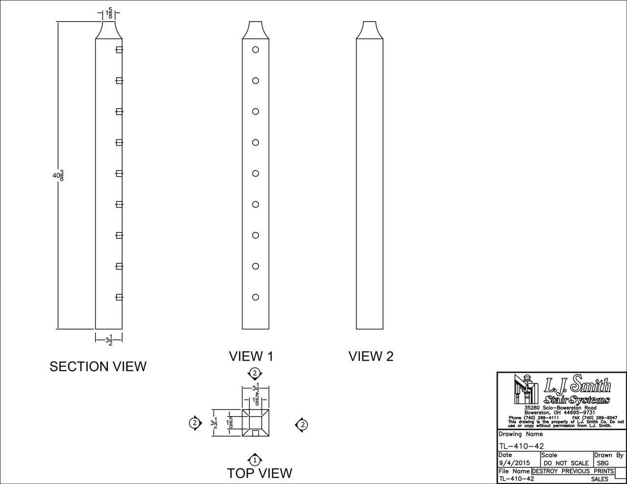 Tube System - Wood Newel - Level Start/Stop - TL-410-XX - StairPartsNow.com