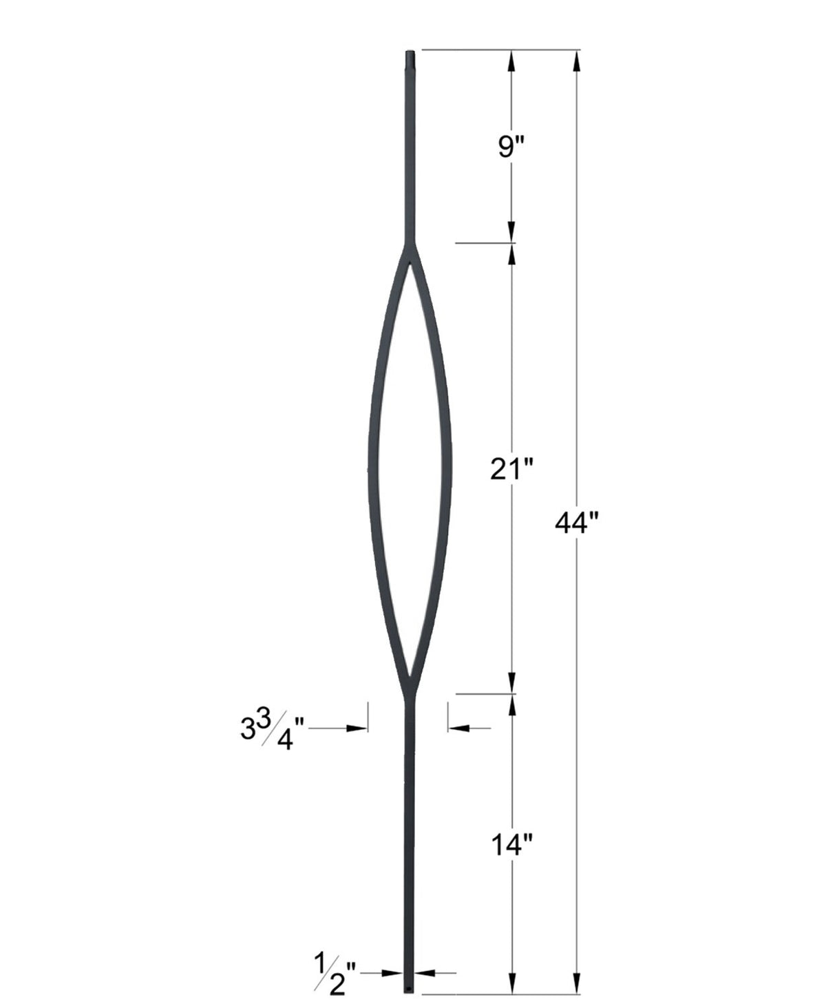 LIH-HOL166744 — Contempo Series Square Elliptical Window Baluster (1/2 ...