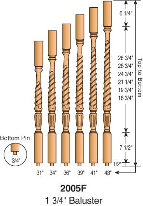 2005T - Sheraton Twist Block Top Baluster - 1-3/4" Square