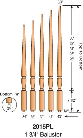 2015PL - Sheraton Pin Top Baluster - 1-3/4" Square