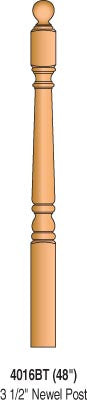 4016BT-48 - Colonial Ball Top Newel - 3-1/2" Square x 48"