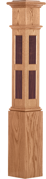 LJ-4097 -  Rectangle Inlay Box Newel 7-1/2" Square x 53-1/2"