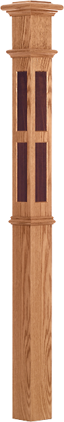 LJ-4397 - Rectangular Inlay Intermediate Box Newel 4-1/4" Square x 62"