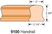 9100-SR - Solid Wood Hand Rail - Non-Plowed