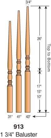 913 - Classic Pin Top Baluster - 1-3/4" Square