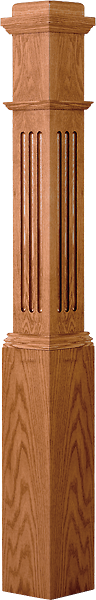LJF-4091 — Fluted Panel Traditional Box Newel 6-1/4" Square x 55"
