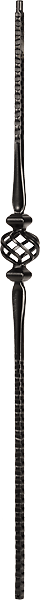LIH-HOL16044 — Hammered Face Single Basket Iron Baluster (1/2" Square Hollow)