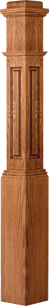 LJRA-4091 - Raised Panel Traditional Box Newel 6-1/4" Square x 55"