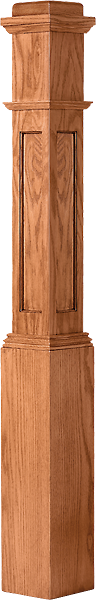 LJRC-4091 - Recessed Panel Traditional Box Newel 6-1/4" Square x 55"